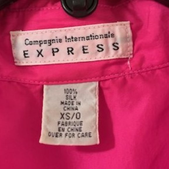 Express Fuchsia 100% Silk Button Down Shirt - Picture 4 of 9